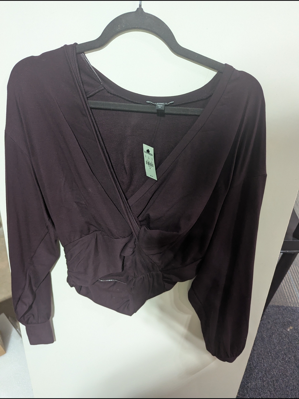 Plum Wrap-Front Long Sleeve Top by Express